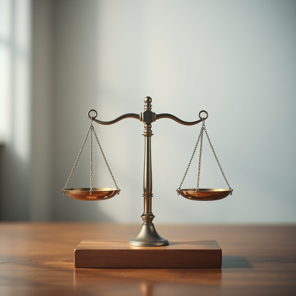 A 4K image of a balanced scale showing honesty and trust. Soft, diffused lighting. Focus on clean lines and a professional, trustworthy aesthetic.